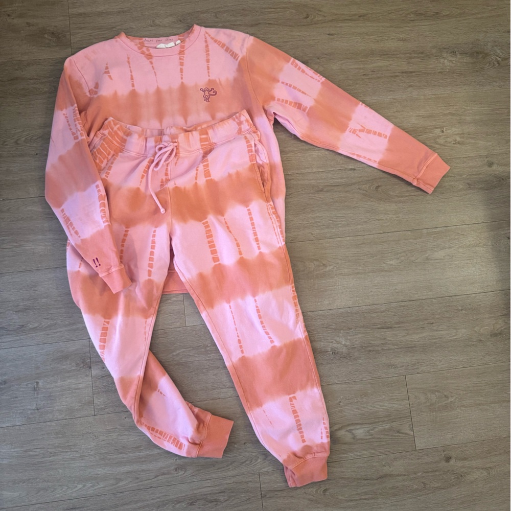 Roller Rabbit Pink And Orange Tie Dye Sweatsuit Size L